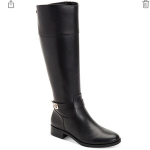 CHARTER CLUB Womens Black Buckle Accent Johannes Round Toe Zip-Up Riding Boot